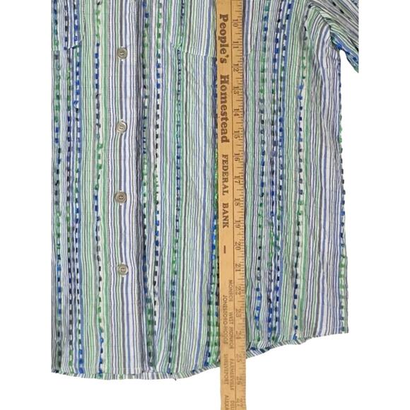 Alfred Dunner Greenwich Circle Shirt Size 12 Eyelash Threads Striped Blue‎ Green - Picture 9 of 11
